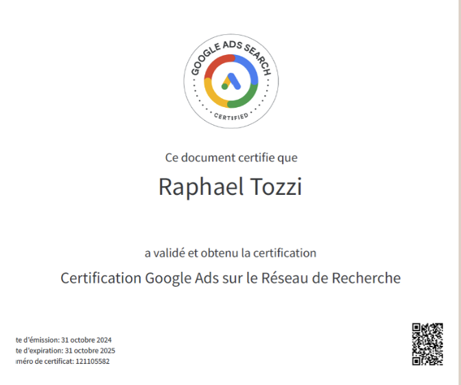 Certification Google Ads Search
